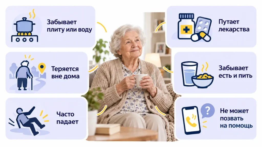 признаки, что нельзя оставлять пожилого одного