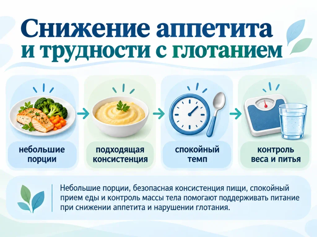 Питание при снижении аппетита и нарушении глотания